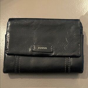 Fossil Black Leather Fold Wallet